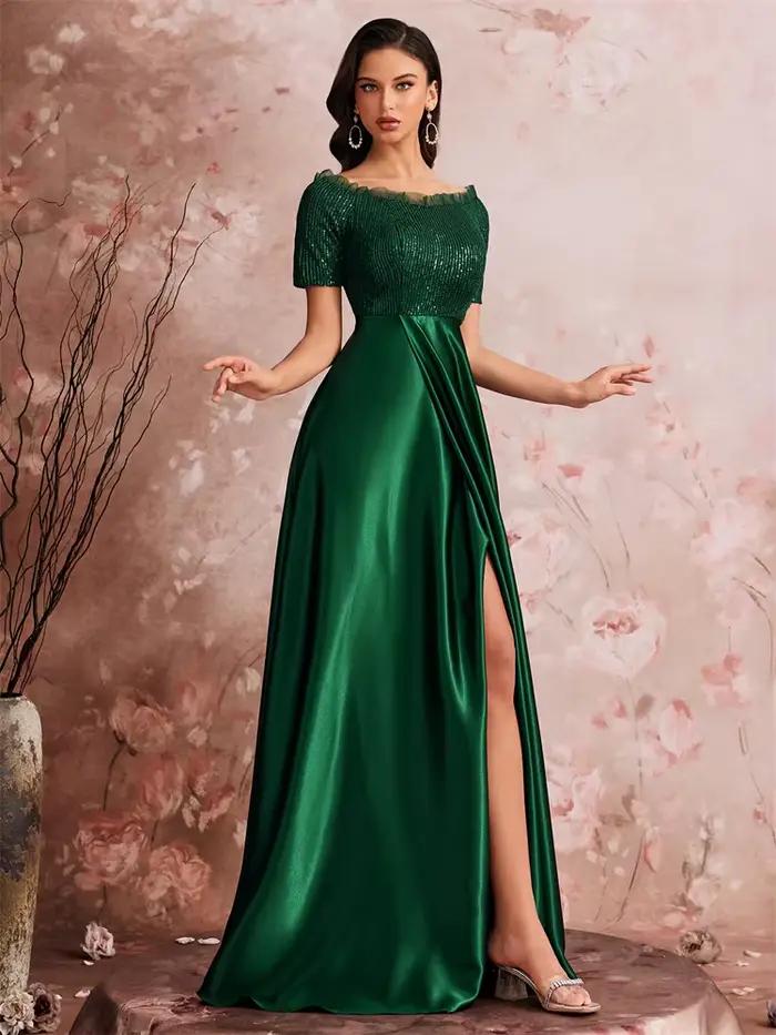 Robe de soirée de luxe en Satin vert