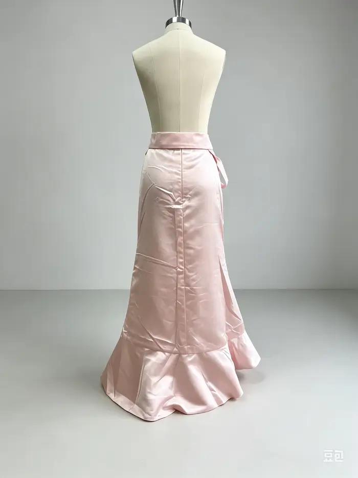 Jupe Sirène en Satin Bleu Sarcelle à Volants et Fermeture Éclair pour Femme