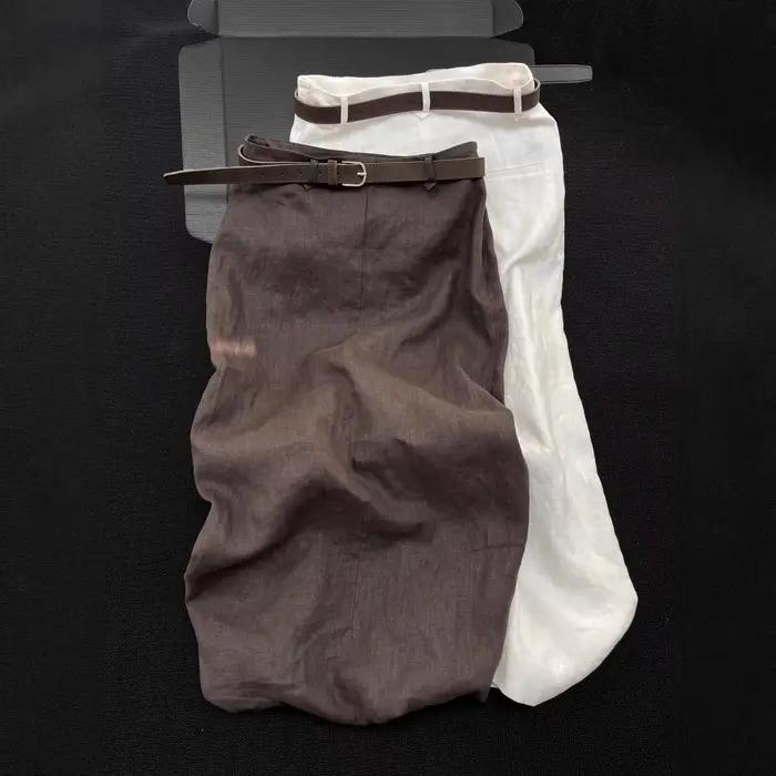 Jupe Midi Trapèze Élégante en Lin Pour L'Été Design Unique et Tendance Pour Femme Occasions Spéciales Polyvalente Douce et Respirante
