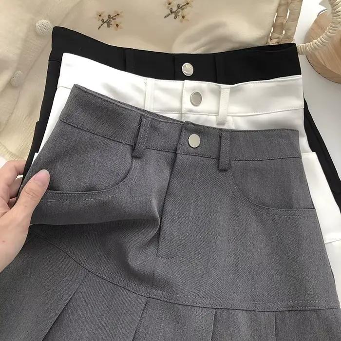 Jupe plissée vintage taille haute pour femmes, style collégial, mini jupe korean street, décontractée et polyvalente pour toutes les occasions