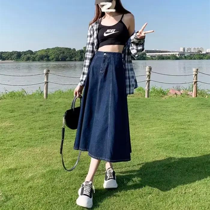 Jupe en jean polyester ample et confortable pour femmes style streetwear plage printemps été 2026