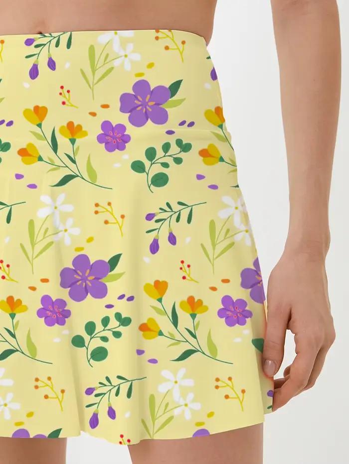 Mini jupe imprimée jaune taille haute pour filles