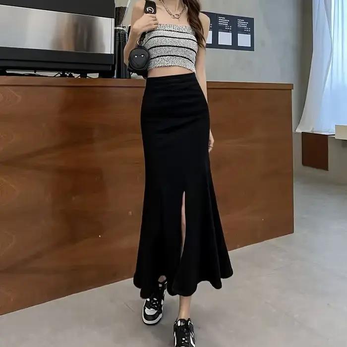 Jupe en jean avec fente pour femme