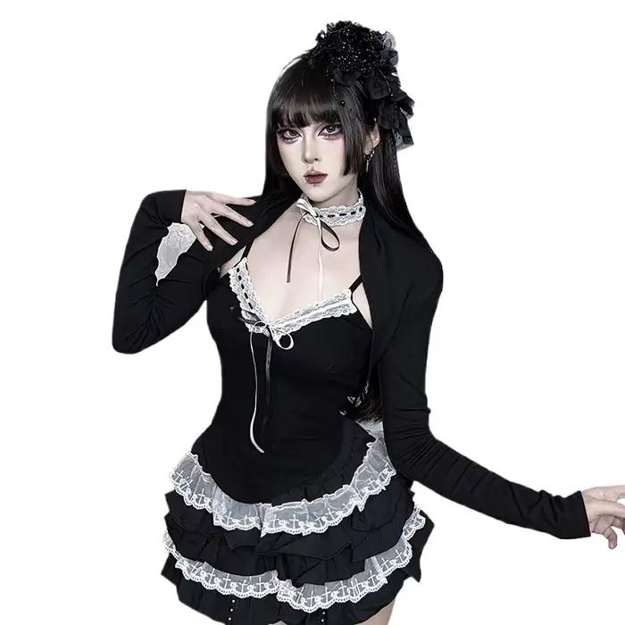 Camisole en dentelle noire Patchwork