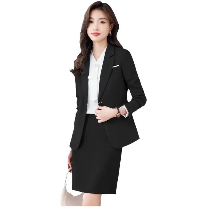 Ensemble de costume bleu pour femme – Nouvelle collection printemps-automne-hiver – Uniforme de travail professionnel haut de gamme – Manteau élégant et distinctif