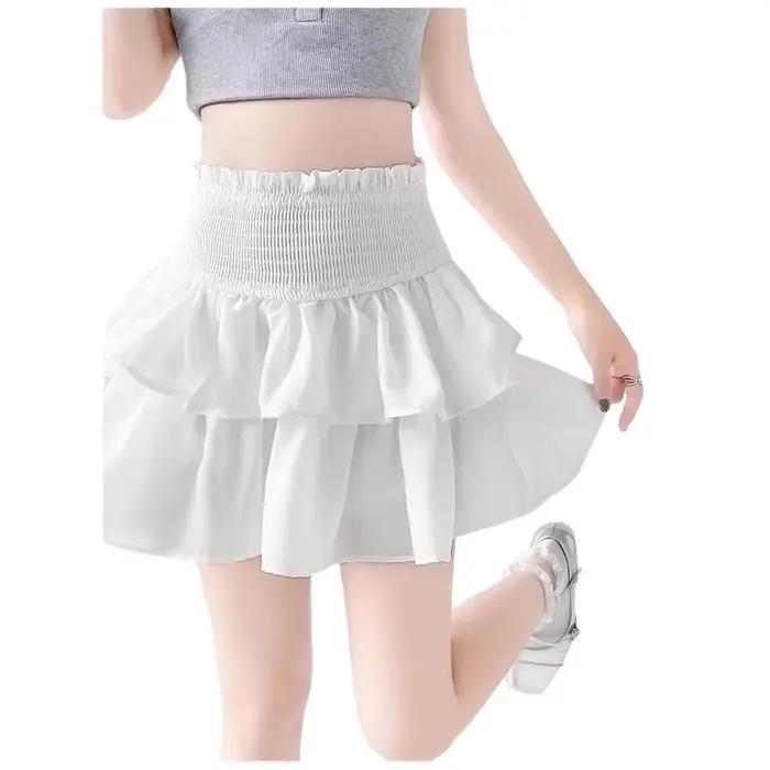 Jupe mini trapèze blanche grande taille pour femme
