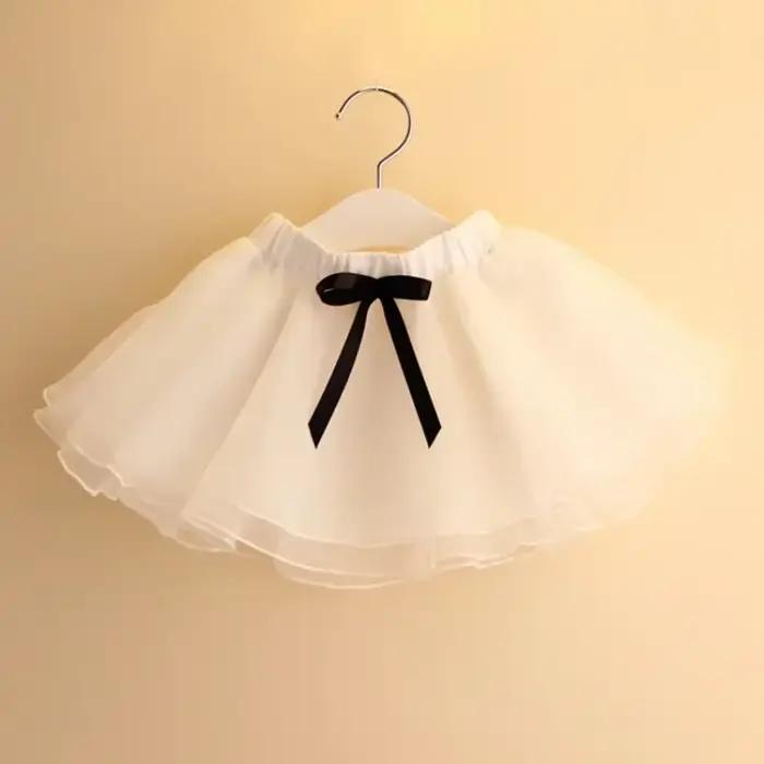 Jupe tutu courte en tulle rose pour filles, avec nœud, bouffante, princesse, pour ballet