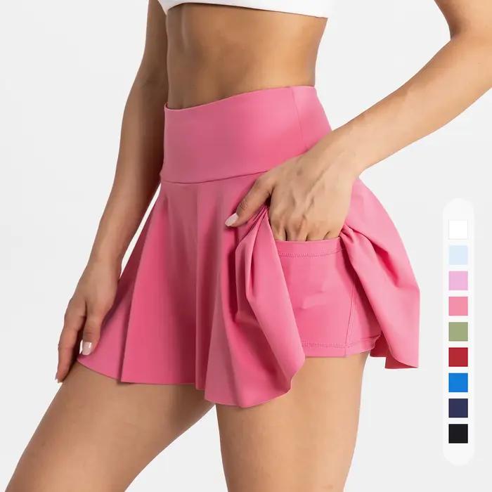 Femmes sport jupe courte Yoga Shorts téléphone poche taille haute Fitness course Tennis Badminton Anti-exposition jupe vêtements de sport
