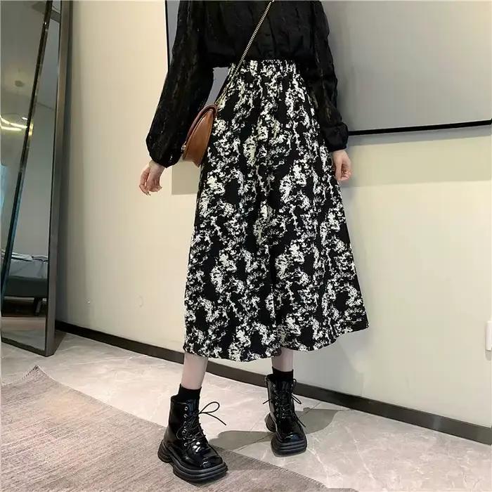 Jupes mi-longues taille haute vintage pour femmes
