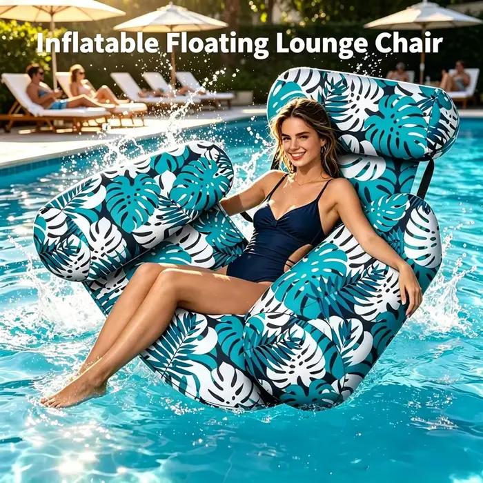 Chaise longue gonflable pour piscine avec accoudoirs et dossier pour adultes, chaise flottante portable pour piscine, lac, plage, relaxation estivale