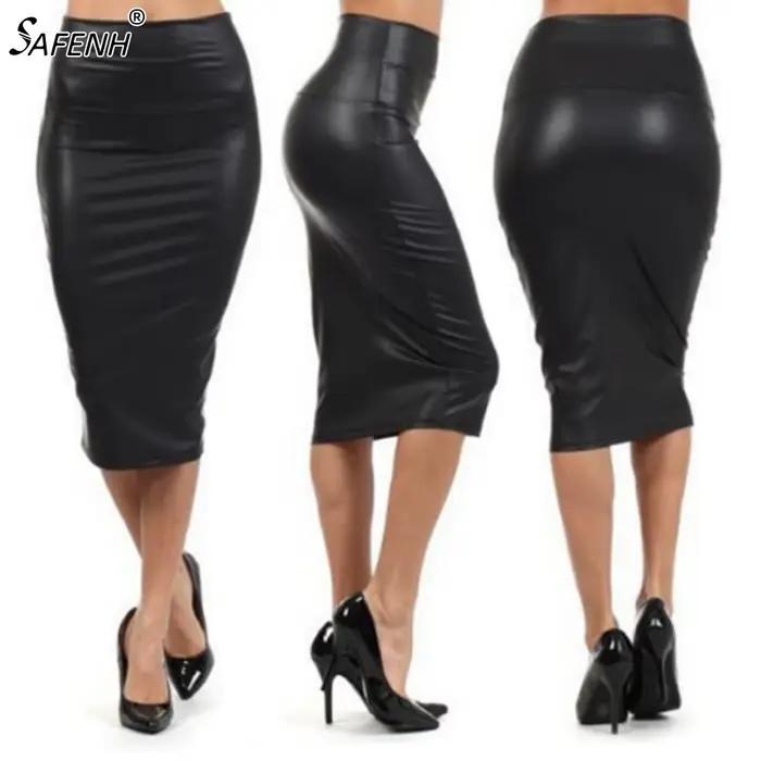 Jupe mi-longue taille haute pour femme