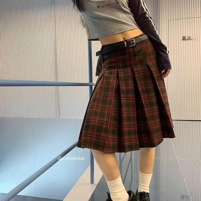 Jupes plissées à carreaux pour femmes