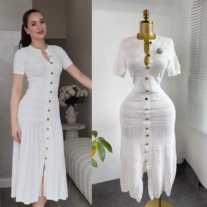 Robe longue pour femme, style Y2K streetwear, col rond, manches courtes, moulante, sexy, élégante, pour soirée, travail, 2026