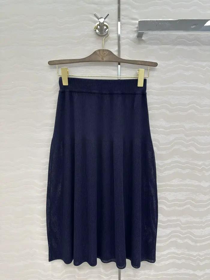 Jupe midi en tricot taille haute pour femme, coupe trapèze, unie, décontractée, pour l'été