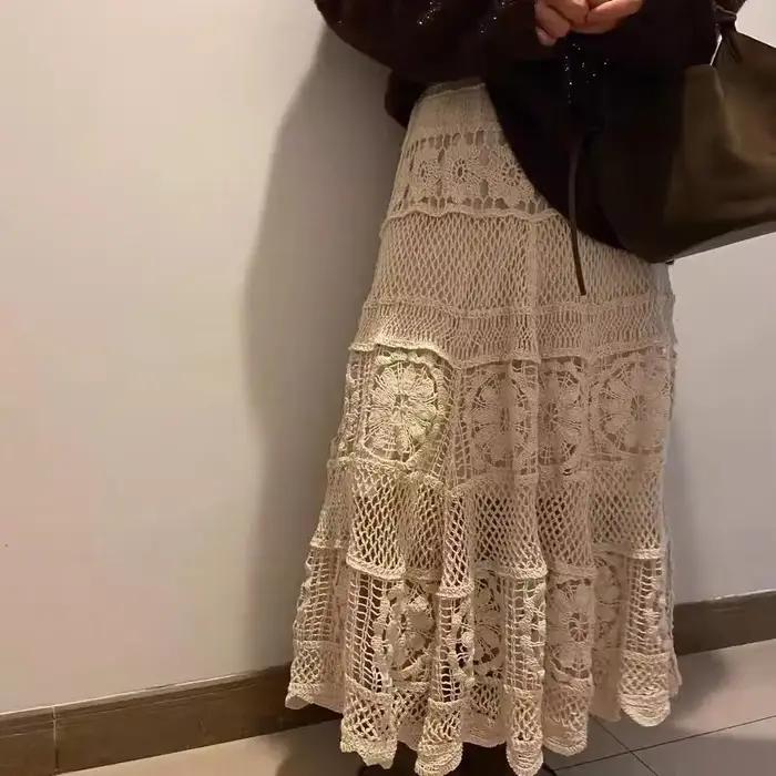 Semi-jupe longue en Crochet pour femmes