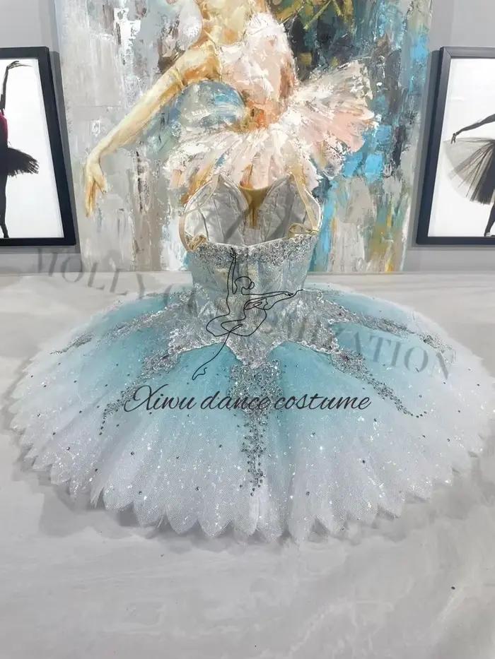 Nouveau produit lancement ballet bleu dégradé TUTU gaze jupe Bluebird variation compétition professionnelle danse