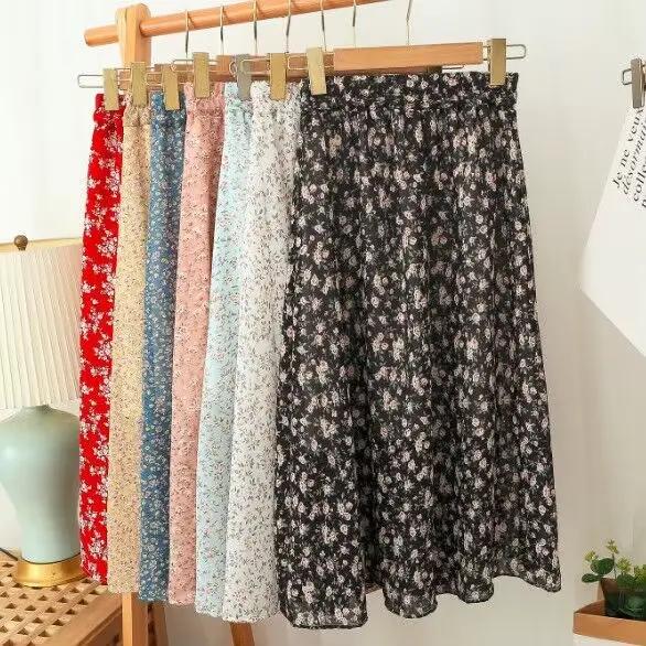 Femme jupe 2025 été nouveau coréen Ins mode tempérament doux Vintage Floral mince polyvalent taille haute