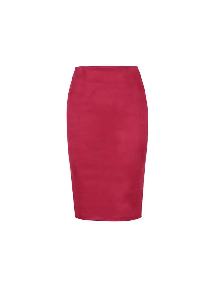 Jupe mi-longue en daim pour femme