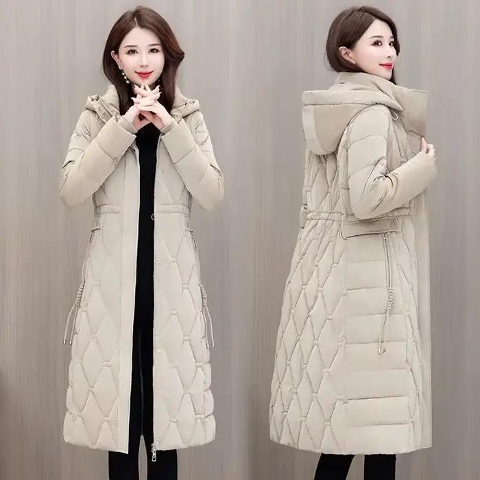 Manteau d'hiver pour femme, mode coréenne, grande taille, capuche, coupe-vent, chaud, parkas longues, veste en coton de luxe, manteau Y2K