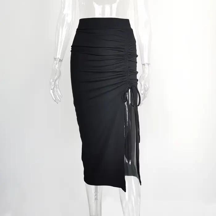 Jupe américaine rétro polyestère et élasthanne plissée avec tour de taille empire pour femmes de tous âges styles occasionnels