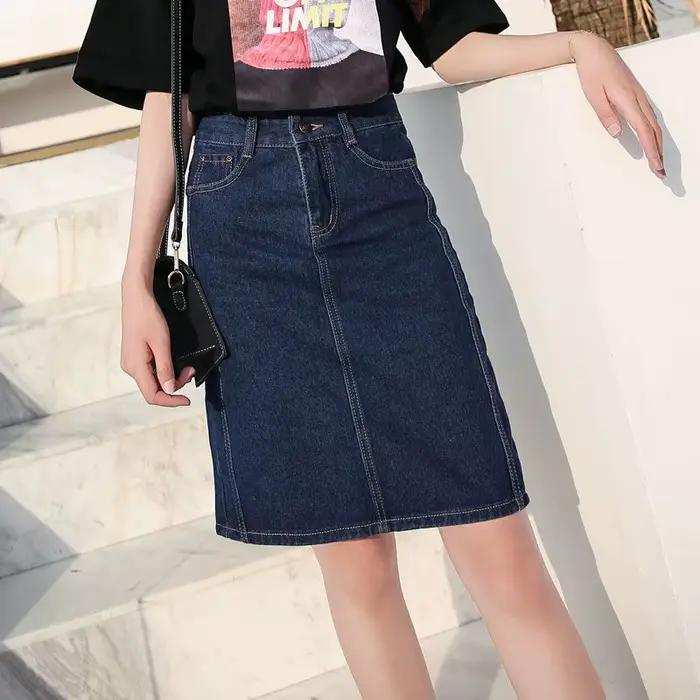 Jupe en jean mi-longue pour femmes