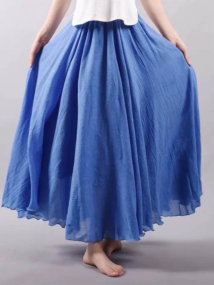 Jupe maxi en lin taille haute pour femmes