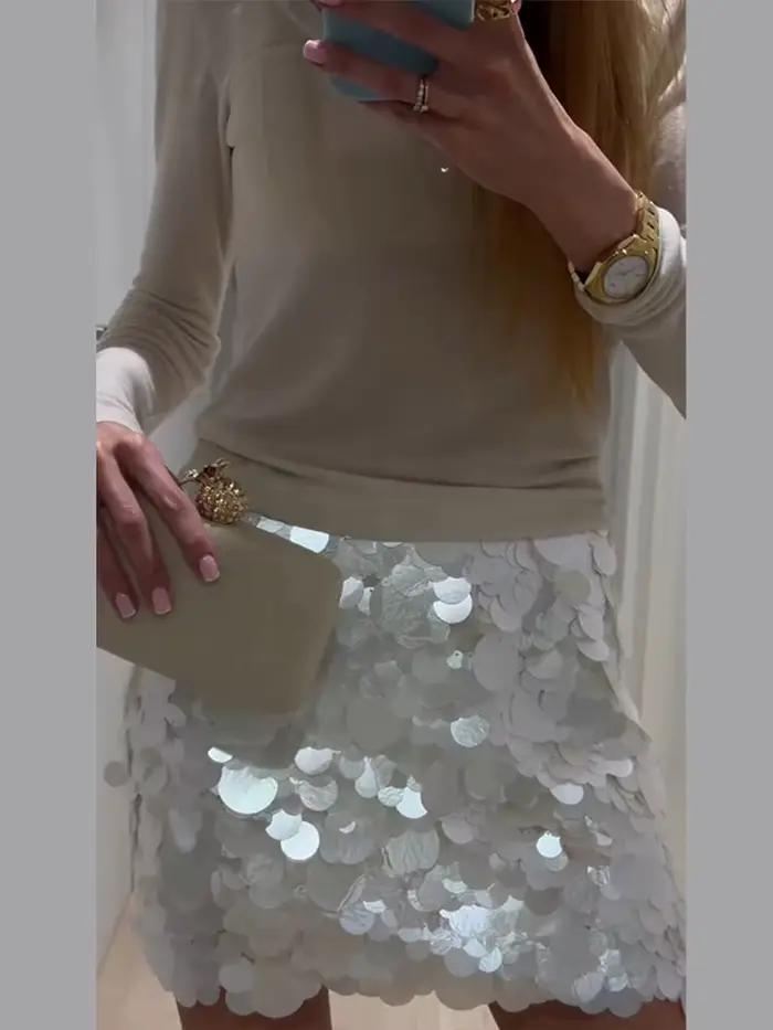 Jupe sexy pour femme à grandes paillettes
