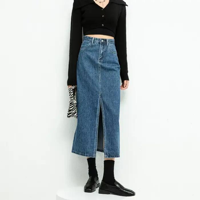 Jupe en jean fendue pour femme