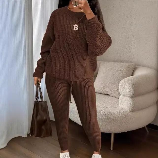 Ensemble deux pièces pull tricoté pour femmes