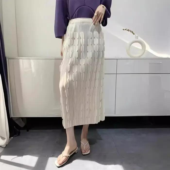 Demi-jupe plissée pour femmes, décoration stéréoscopique, confortable, décontractée, mode, solide, conception de documents, automne, nouveau, 2024