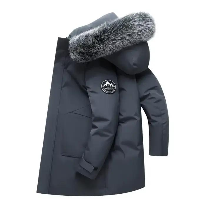 Veste longue coupe-vent en duvet de canard pour homme, pardessus chaud, veste à capuche, parkas multi-poches, automne, hiver