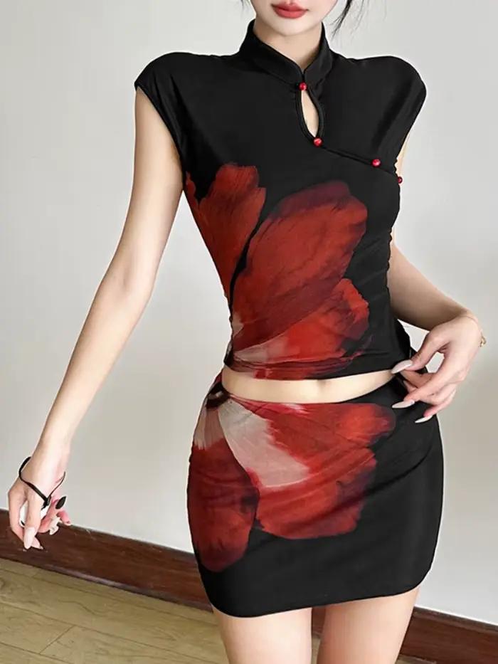 Ensemble De jupe à imprimé Floral pour femmes