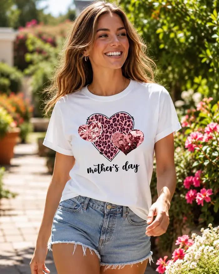 T-shirt imprimé léopard et cœur