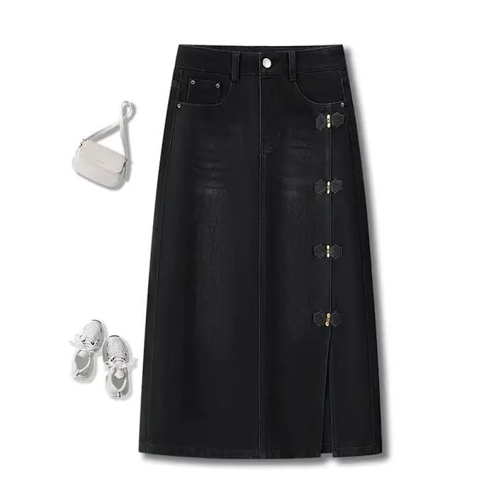 Printemps automne Denim jupe femmes 2026 nouvelle mode décontracté mince fendu fesse jupe femme Denim jupes dames vêtements