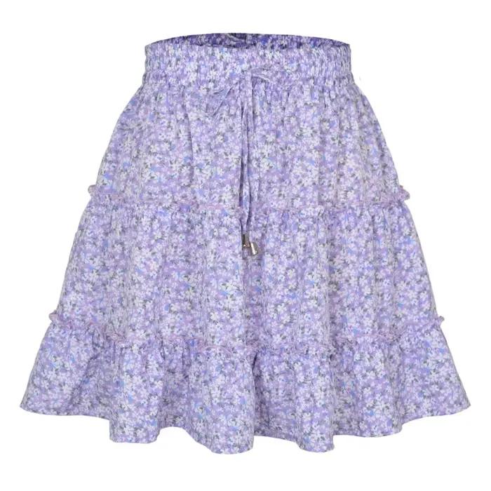 Jupes florales taille haute A-Line pour femmes, jupes d'été décontractées pour femmes, mode chic, lacets doux, belle, nouveau, 2025