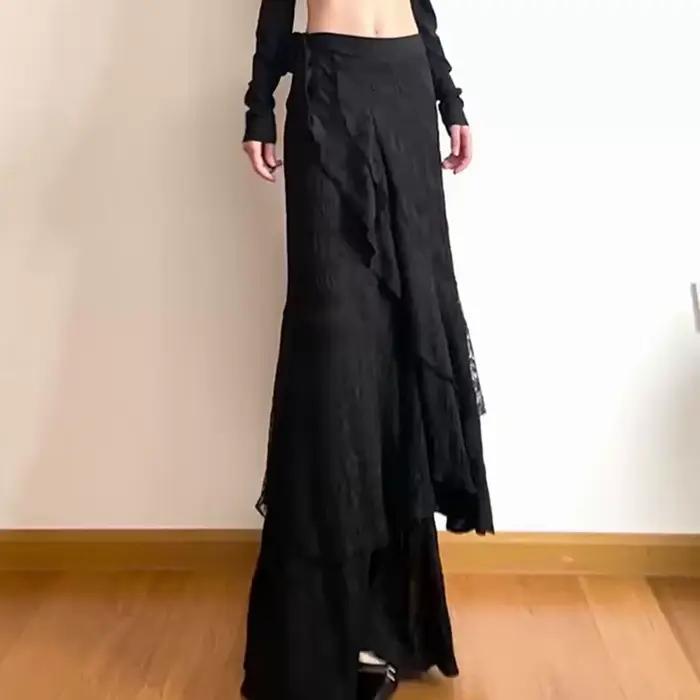 Y2K – jupe longue noire pour femmes