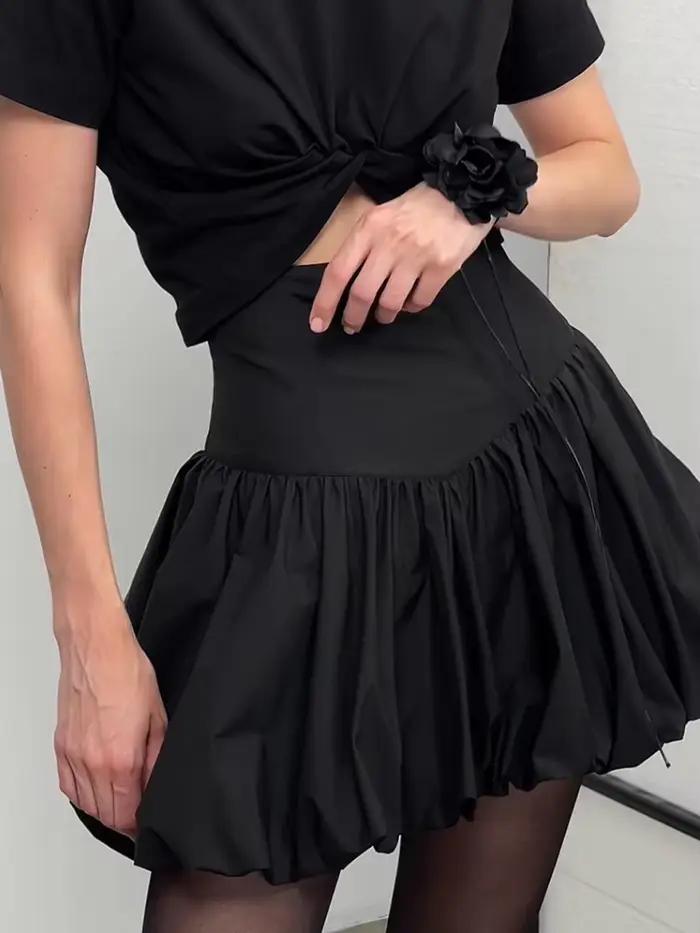 Mini jupe plissée taille haute pour femme