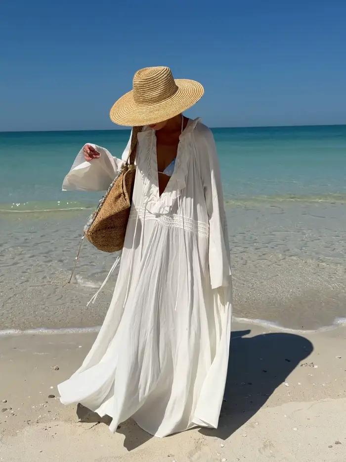 Robe de plage blanche pour femme