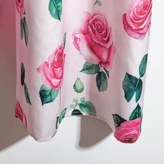 Jupe longue imprimée roses décontractée pour femmes printemps été ajustement mince polyester voyage et affaires