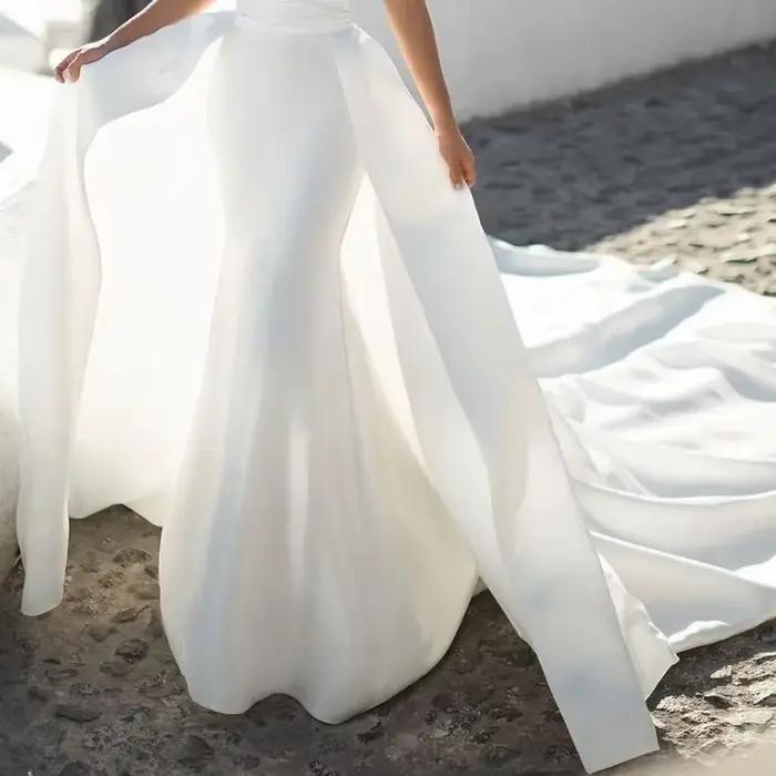 Jupe de Mariage en Satin avec Traîne Amovible