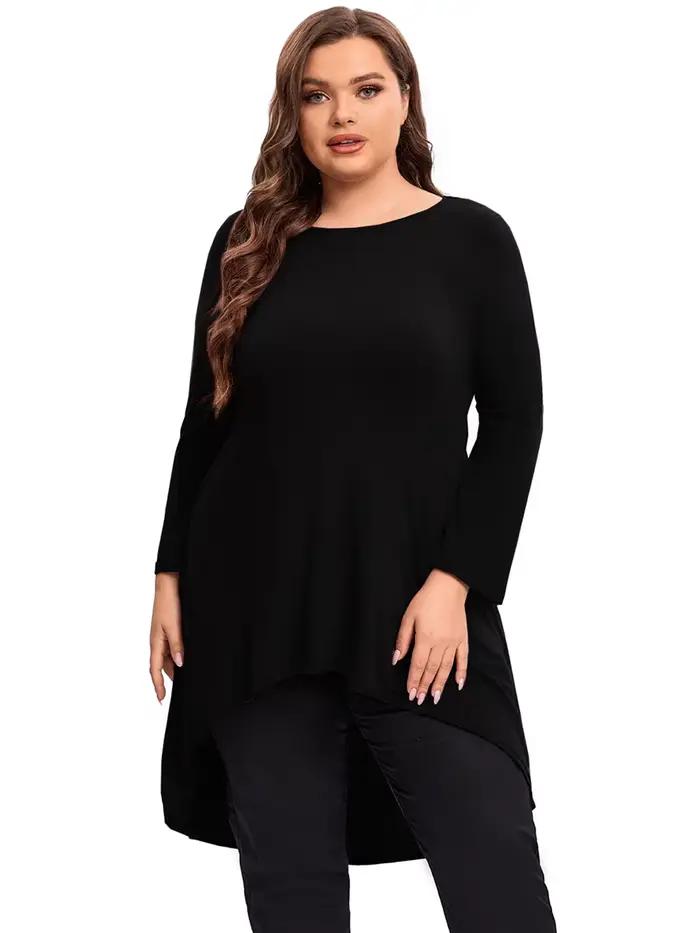 Tunique ample à manches longues pour femmes, grande taille, chemisier, Long, coupe basse, évasée, grande taille, 5XL, 6XL, 7XL, 8XL