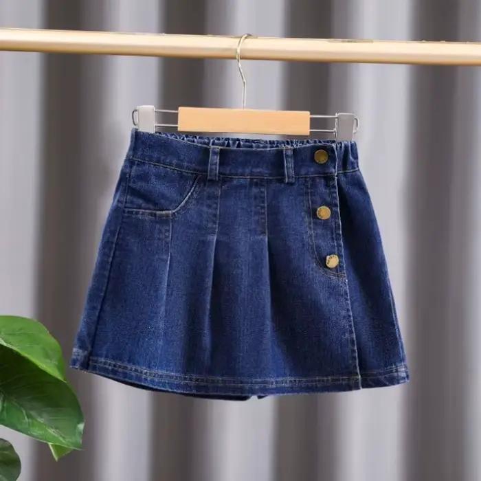 Jupe-short en jean plissée pour filles