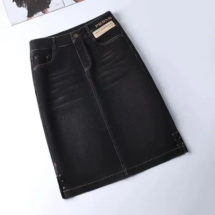 Jupe en jean taille haute pour femme