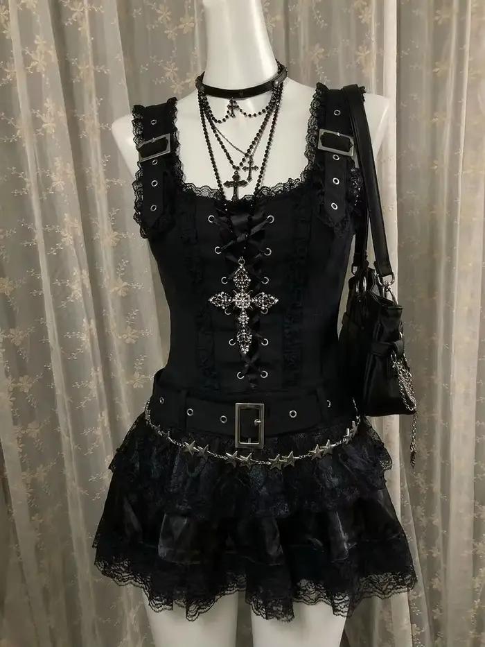 Ensembles de jupes de soirée vintage pour femmes, haut court Y2K, mini-jupe, tenues rétro deux pièces assorties, vêtements d'été pour tous les jours