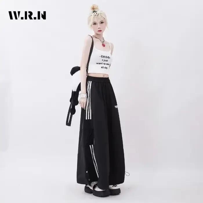 Jupes mi-longues noires à imprimé rayé pour femmes