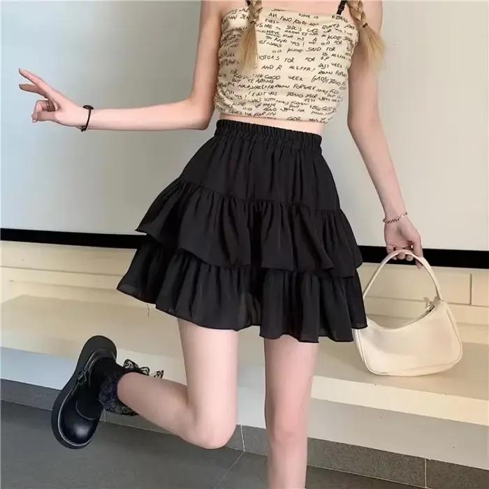 Mini jupe à volants blancs pour femmes