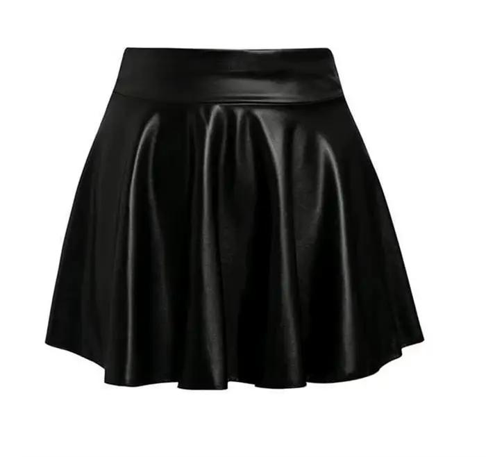 Mini jupe plissée taille haute en similicuir PU pour femmes, jupe slim sexy, jupes de fête
