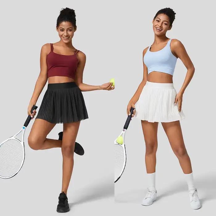 2025 Femmes Sport Mini Jupe Plissée Taille Haute Golf Tennis Jupes avec Courte Dames Gym Fitness Yoga Athlétique Entraînement Skort