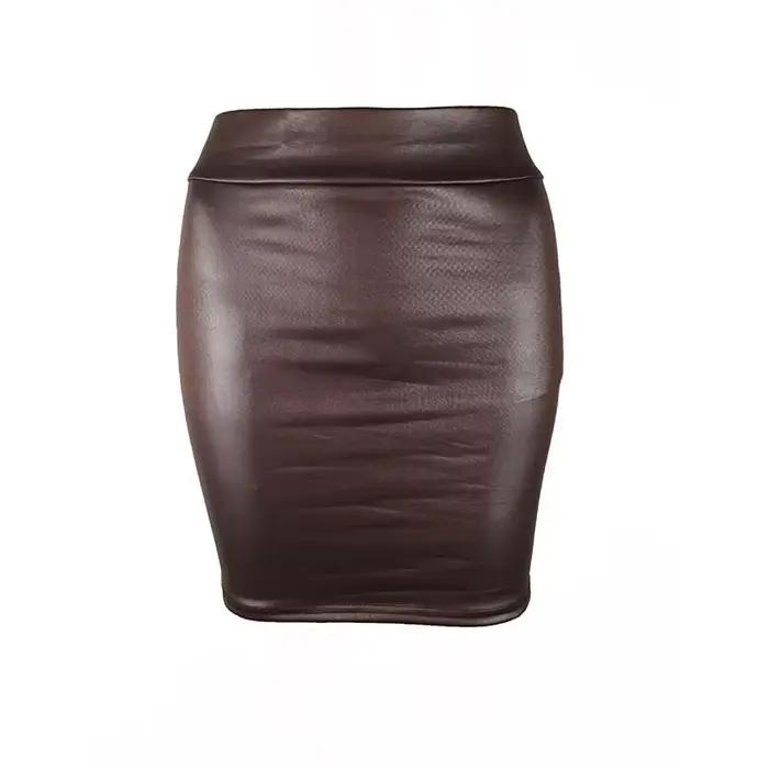Mini jupe crayon en simili cuir noir