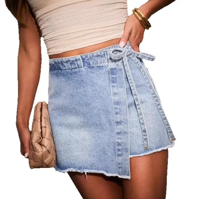 Jupe-culotte en jean pour femme